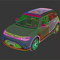 Stylish Modern Gray Car With Red Roof And Red Side Mirrors