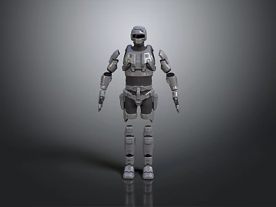 Silver Gray Standing Household Robot With Mechanical Structure For Daily Use 3d model