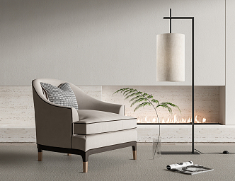 New Chinese Style Single Sofa Floor Lamp 3d model