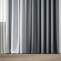 Gray Double Layer Curtain Design With Light Filtering Sheer And Solid Panels 3d model