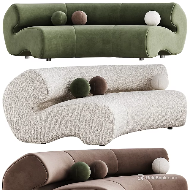 Modern Curved Abstract Sofa With Soft Fabric Multiple Colors And Elegant Design 3d model 