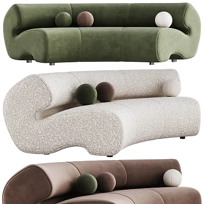 Modern Curved Abstract Sofa With Soft Fabric Multiple Colors And Elegant Design 3d model