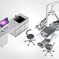 Advanced Medical Equipment Dental Treatment Chair Workstation With Computer Sink And Stools