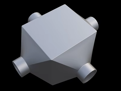 Robust Mechanical Industrial Equipment With Polyhedral Structure And Cylindrical Connectors 3d model