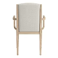Modern Light Wood Dining Chair With Upholstered Seat Backrest Armrests And Stitching Details