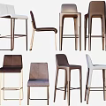 Modern Bar Stools In Various Designs With Neutral Tones Leather Upholstery And Metal Legs