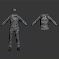 Camouflage Military Uniform Set With Vest And Hat For Military Roles 3d model