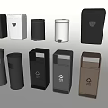 Various Trash Cans With Modern Designs Different Colors And Sleek Finishes 3d model