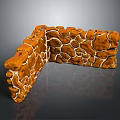 Orange Textured Stone Wall Corner With Irregular Pattern And Cracked Surface 3d model