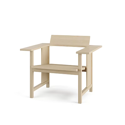 Simple Modern Wooden Leisure Chair With Light Wood Finish And Armrests 3d model