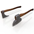 Traditional Axes as Weapons with Metal Heads and Wooden Handles on White Background