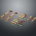 Weapon Ammunition Collection Showcasing Different Bullet Types Sizes and Calibers 3d model