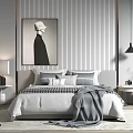 Modern Background Double Bed Double Bed 3d model
