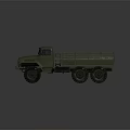 Green Military Truck With Vintage Design Rugged Tires And Open Cargo Bed