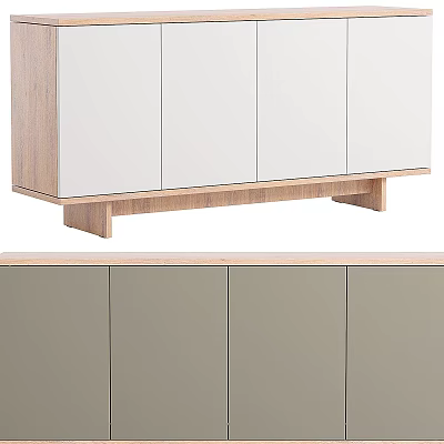 Modern Wooden Frame Console and Entryway Cabinet with White Light Green Doors and Elevated Legs 3d model
