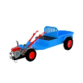 Electric Toy Tractor With Blue Trailer And Red Wheels For Kids Play