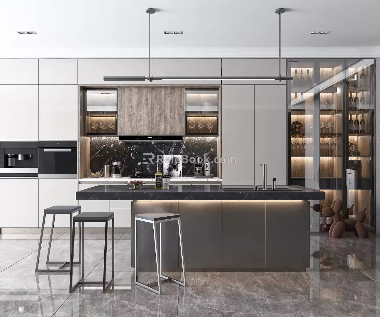Modern Bar Chair Combination Cabinet Bar Counter Wine Cabinet 3d model
