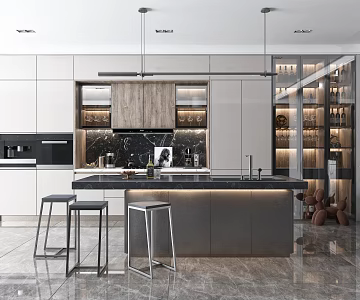Modern Bar Chair Combination Cabinet Bar Counter Wine Cabinet 3d model