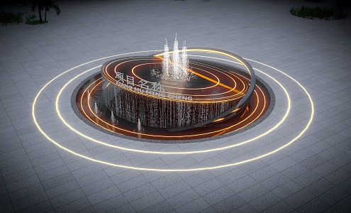 Modern fountain water feature 3d model