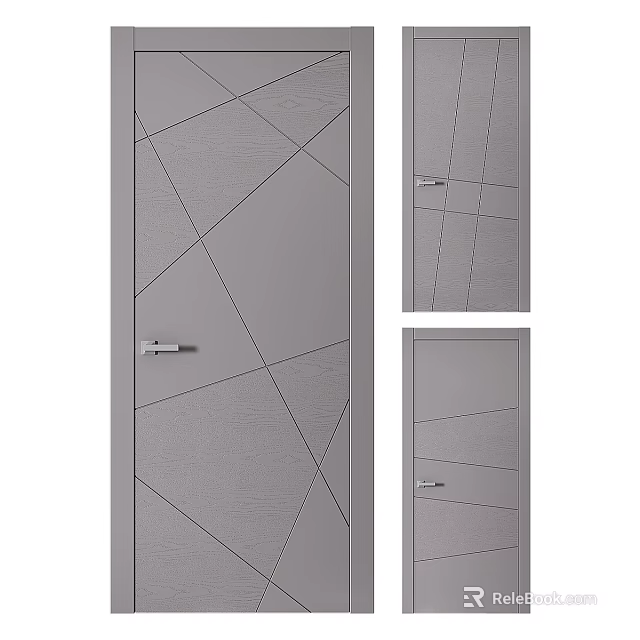 Stylish Modern Swing Door Designs With Geometric Line Patterns For Home Interior 3d model 
