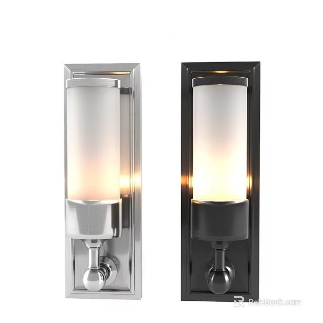 Modern Wall Sconces With Silver Black Glass Shades And Soft Lighting 3d model 