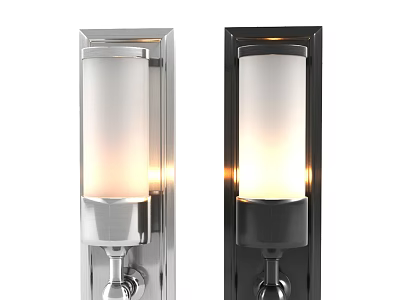 Modern Wall Sconces With Silver Black Glass Shades And Soft Lighting 3d model