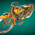 Vintage Orange Motorcycle With Classic Design Retro Engine Chrome Details And Spoked Wheels