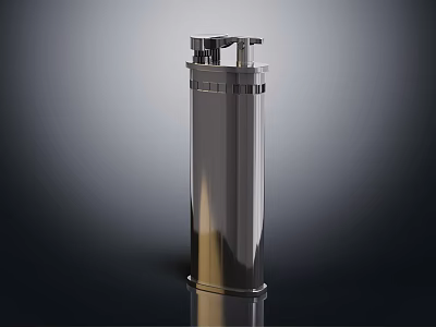 Sleek Silver Metal Lighter With Shiny Reflective Surface On Dark Background 3d model