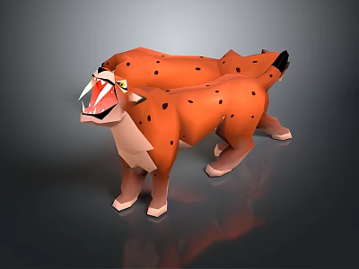 3D Rendered Fierce Orange Spotted Big Cat Model With Open Mouth 3d model