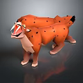 3D Rendered Fierce Orange Spotted Big Cat Model With Open Mouth