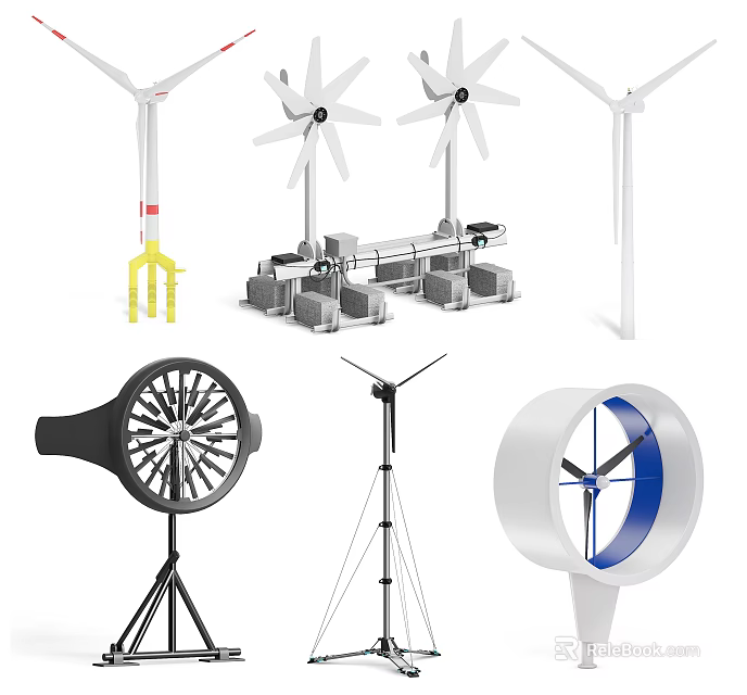 Industrial Equipment With Wind Turbines Fans And Mechanical Rotating Components 3d model 
