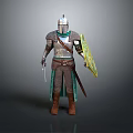 Medieval Knight in Full Body Armor With Shield Sword and Helmet