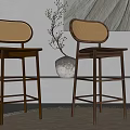 Rattan Bar Chair Combination 3d model