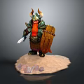 Female Warrior 3D Model In Armor Holding Shield And Sword On Sand