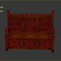 Traditional Wooden Two Seater Sofa With Ornate Carved Patterns And Backrest