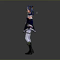 Anime Style Character Model With Blue Outfit White Trim And Pigtails