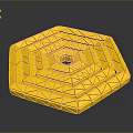 Yellow Octagonal Geometric Structure With Grid Pattern Central Circular Opening And Reflective Surface 3d model