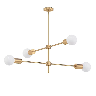 Modern Golden Frame Chandelier With White Spherical Bulbs And Cross Design 3d model
