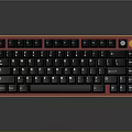 Sleek Mechanical Keyboard With Red Frame And Black Keycaps For Electronic Devices