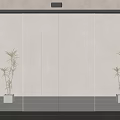 Modern Glass Sliding Door With Black Frame In Interior Design Featuring Decorative Plants