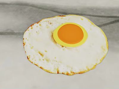 Perfectly Cooked Fried Egg With Golden White Crispy Edges And Orange Yolk 3d model