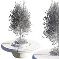 Modern gardening sketch backyard stone concrete furniture outdoor 3d model