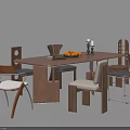 Modern Wooden Dining Table And Unique Design Chairs Set With Fruits And Candles