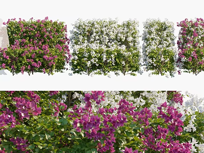 Lush Green Living Wall With Purple And White Flowers For Decorative Design 3d model