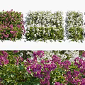Lush Green Living Wall With Purple And White Flowers For Decorative Design