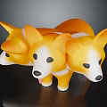 Adorable Orange And White Corgi Stuffed Toys With Black Eyes Nose And Tongue Out