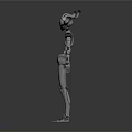 Silver Metallic Robot Character With Crown Shaped Headpiece Articulated Joints 3D Model Standing Dark Background