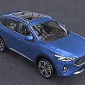Blue Haval SUV Modern Exterior Design With Front Grille And LED Headlights