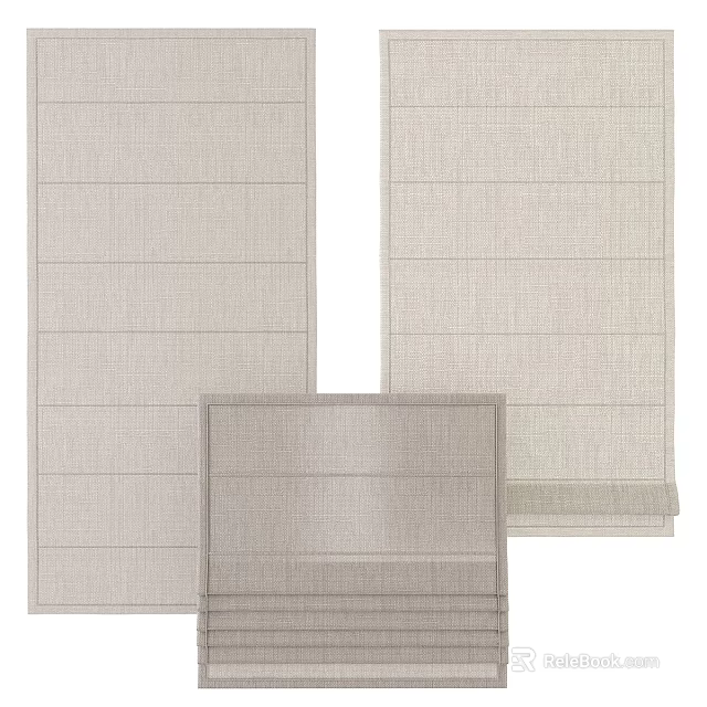 Elegant Linen Venetian Blinds In Neutral Tone With Folded And Unfolded Panels 3d model 