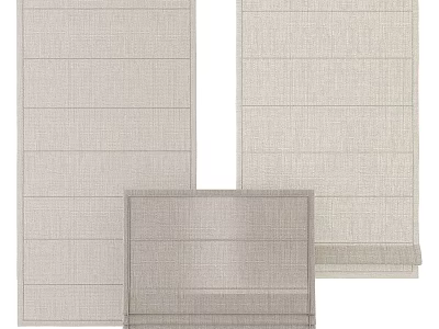 Elegant Linen Venetian Blinds In Neutral Tone With Folded And Unfolded Panels 3d model